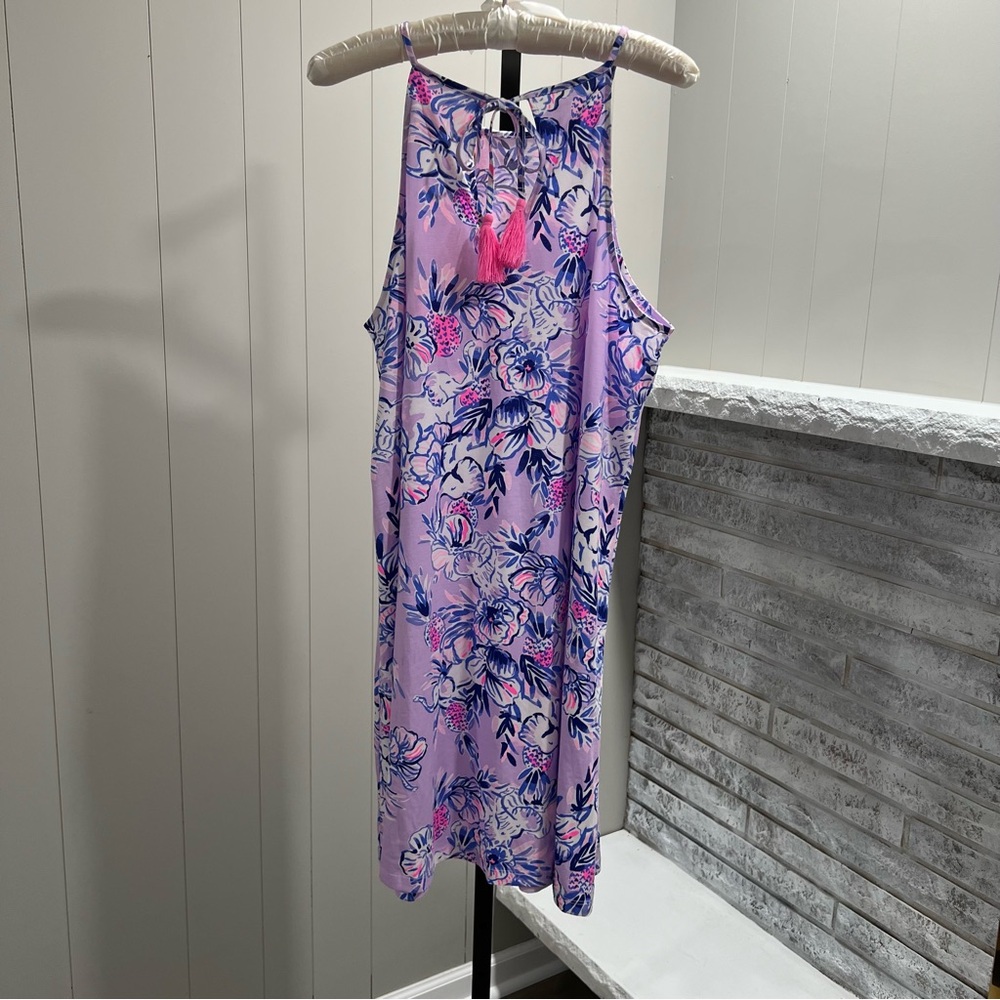 Lilly Pulitzer Margot Lilac Trunks In The Air Sleeveless Shift Mini Dress L NWT - Picture 3 of 6